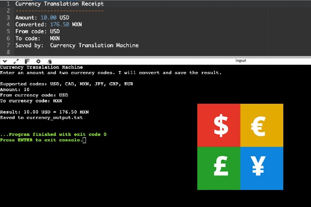 Screenshot of CLI Currency Converter